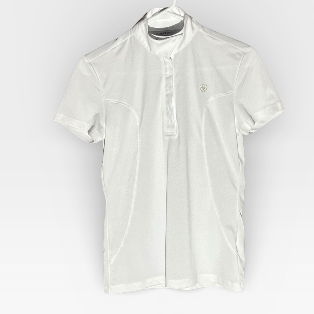 Ariat® Ladies’ White Aptos Equestrian Show Short  Sleeve Event Dressage NWOT XS - Picture 6 of 8